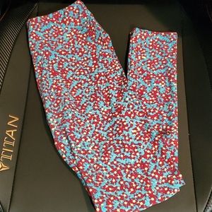 LuLaRoe Floral Red & Teal Leggings